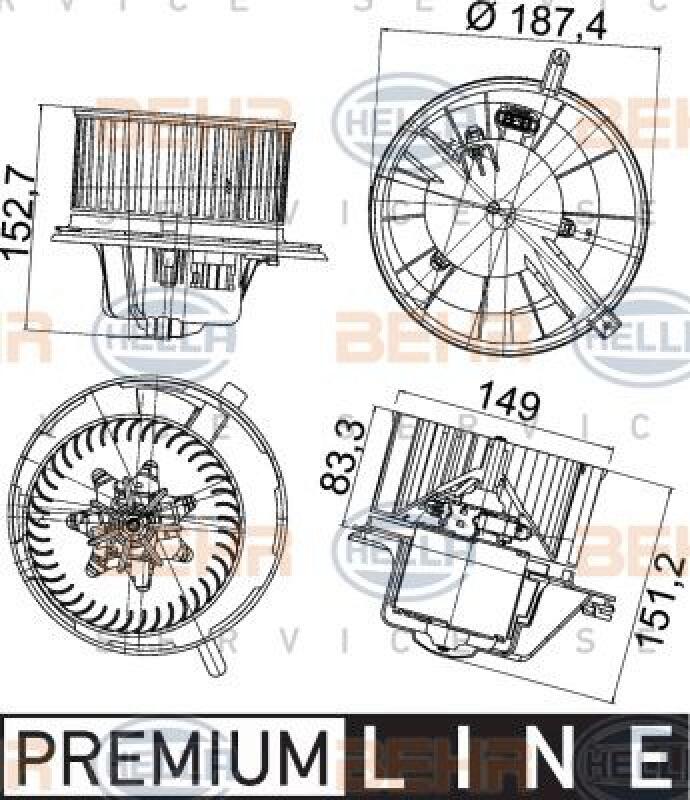 HELLA Interior Blower BEHR HELLA SERVICE *** PREMIUM LINE ***