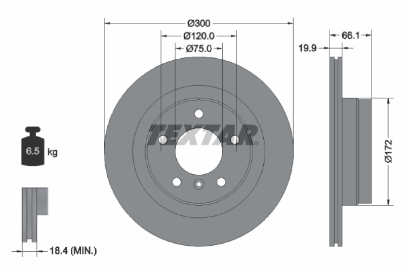 2x TEXTAR Bremsscheibe PRO