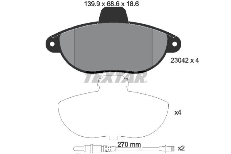 TEXTAR Bremsscheiben Ø257mm + Beläge vorne passend für u.a CITROEN JUMPY (U6U_)