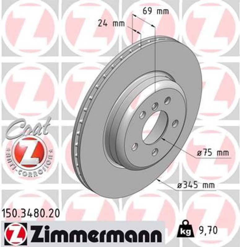 2x ZIMMERMANN Bremsscheibe COAT Z