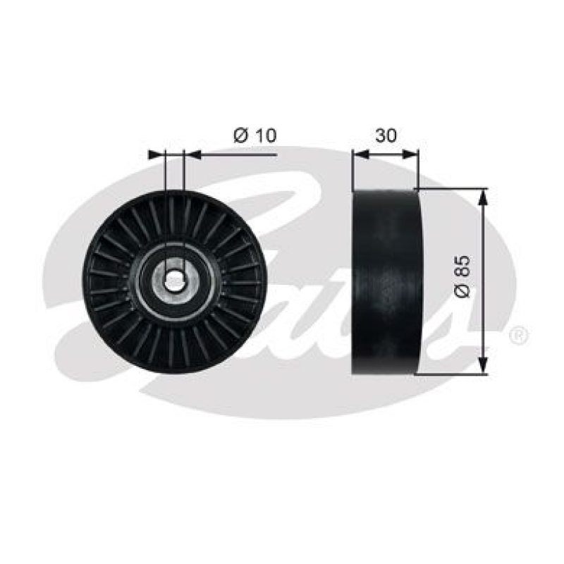 GATES Deflection/Guide Pulley, V-ribbed belt DriveAlign®