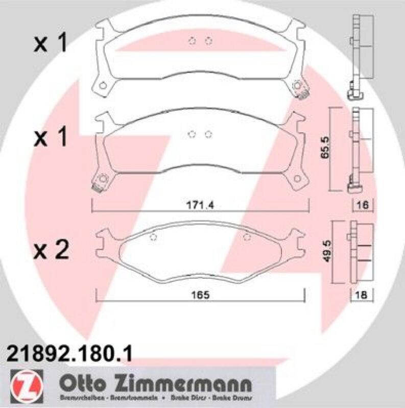 ZIMMERMANN Bremsbelagsatz, Scheibenbremse