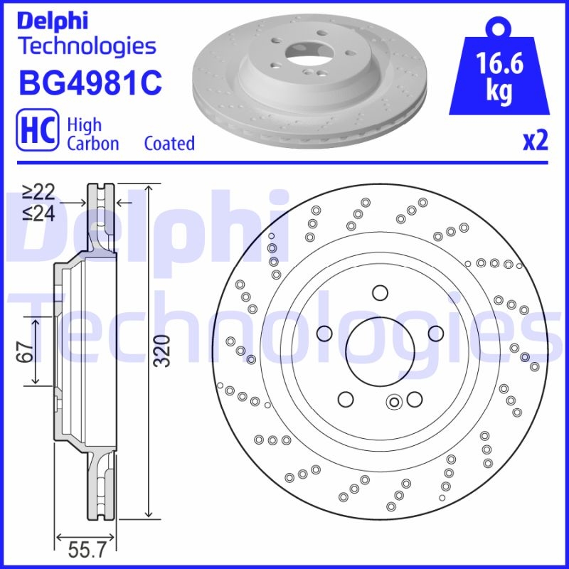 2x DELPHI Bremsscheibe