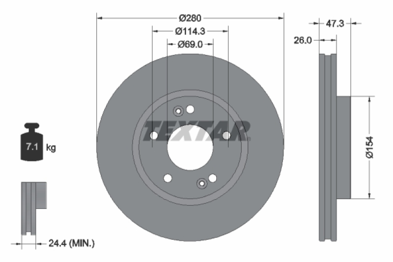 2x TEXTAR Brake Disc PRO+