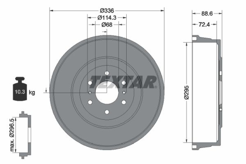 2x TEXTAR Brake Drum