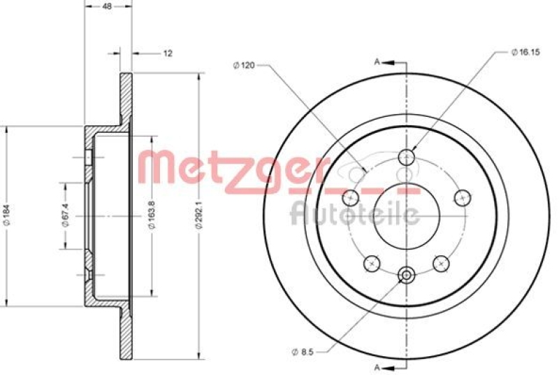 2x METZGER Bremsscheibe