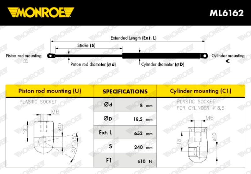 MONROE Gasfeder, Koffer-/Laderaum MONROE MaxLift