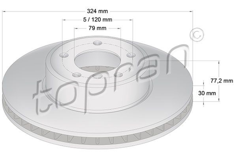 2x TOPRAN Brake Disc COATED