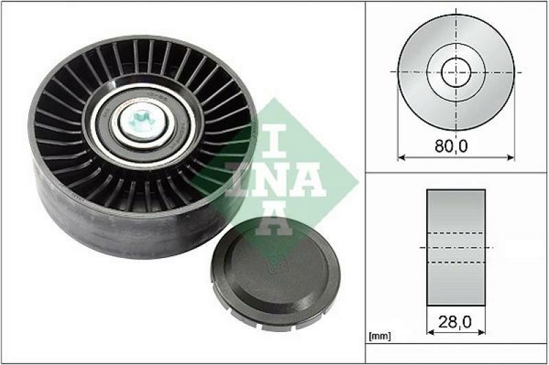 INA Deflection/Guide Pulley, v-ribbed belt