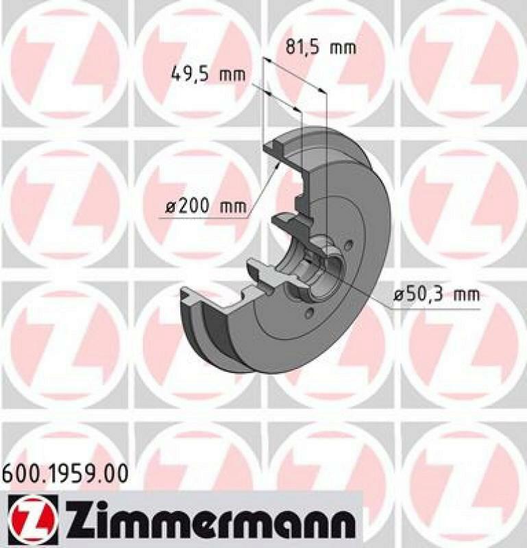 2x ZIMMERMANN Bremstrommel