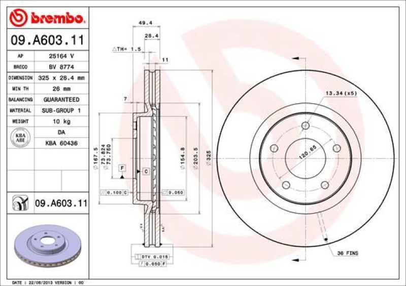 2x BREMBO Brake Disc PRIME LINE - UV Coated