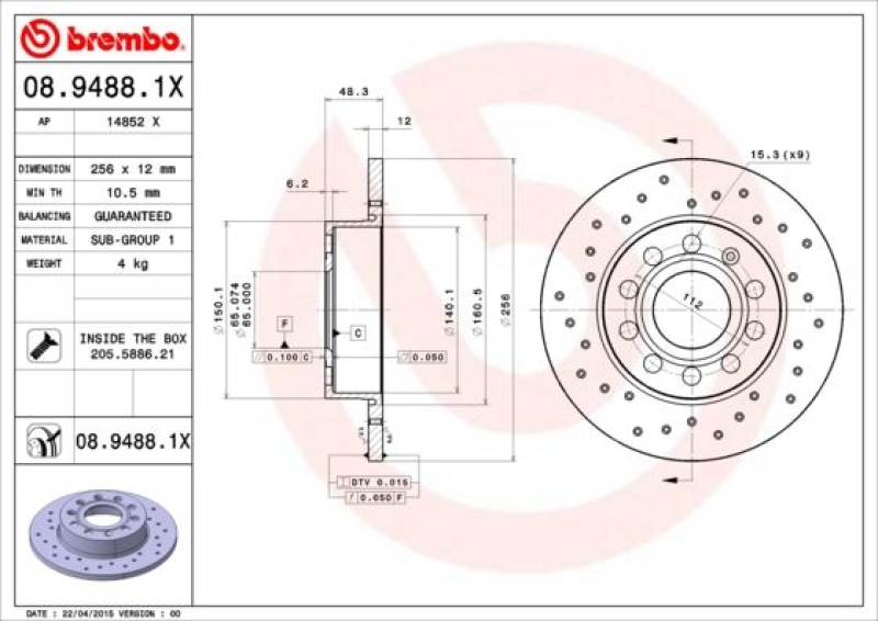 2x BREMBO Brake Disc XTRA LINE - Xtra