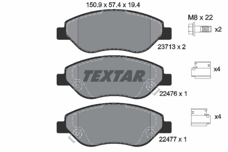 TEXTAR Bremsscheiben Ø281mm + Beläge vorne passend für u.a FIAT TIPO 356_,357_