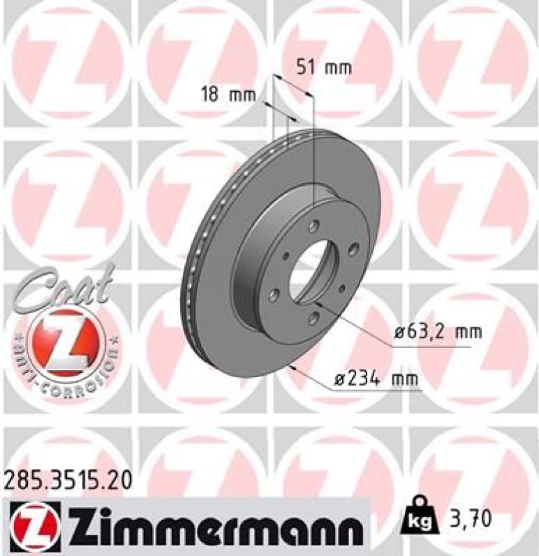 2x ZIMMERMANN Bremsscheiben Ø234mm + Beläge Vorne passend für Hyundai Atos (MX)