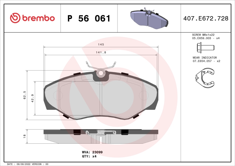 BREMBO Bremsbelagsatz, Scheibenbremse PRIME LINE