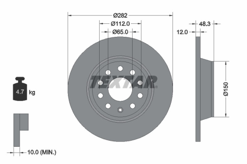 2x TEXTAR Brake Disc PRO