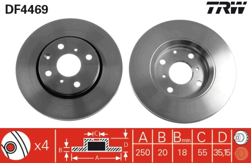 2x TRW Bremsscheibe