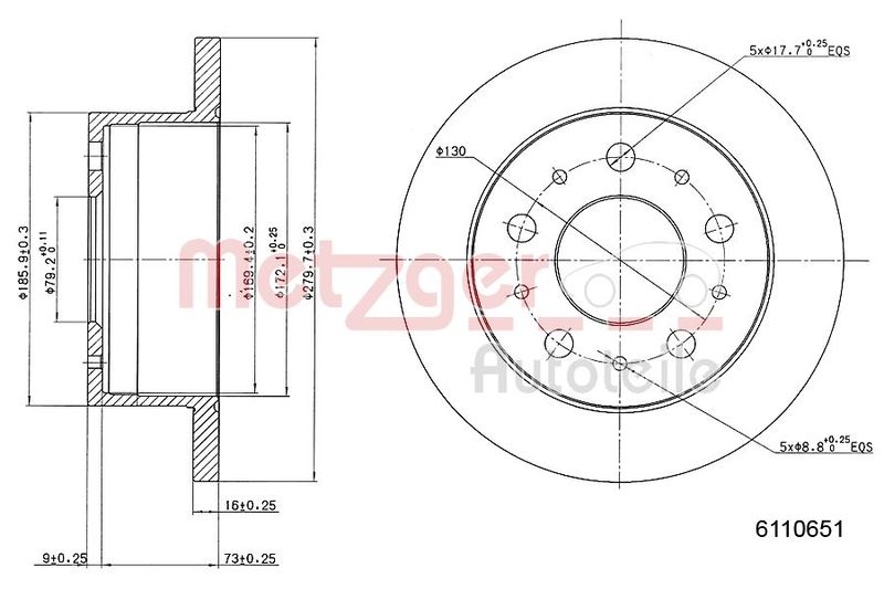 2x METZGER Bremsscheibe