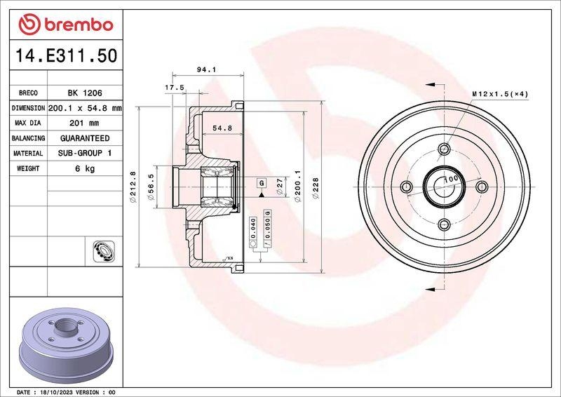 2x BREMBO Bremstrommel ESSENTIAL LINE - With Bearing Kit