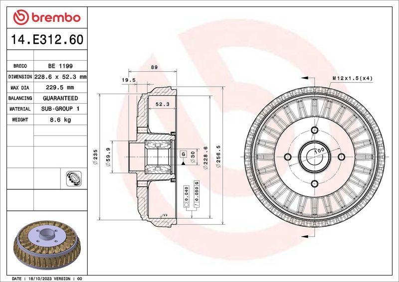 2x BREMBO Bremstrommel ESSENTIAL LINE - With Bearing Kit