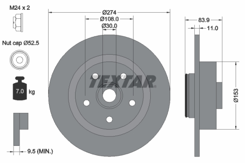 2x TEXTAR Brake Disc PRO