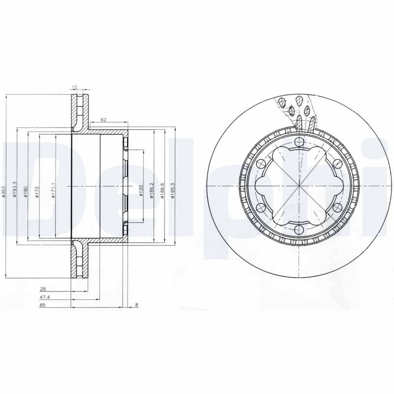 2x DELPHI Bremsscheibe