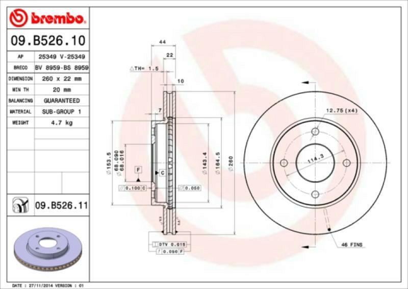 2x BREMBO Bremsscheibe COATED DISC LINE