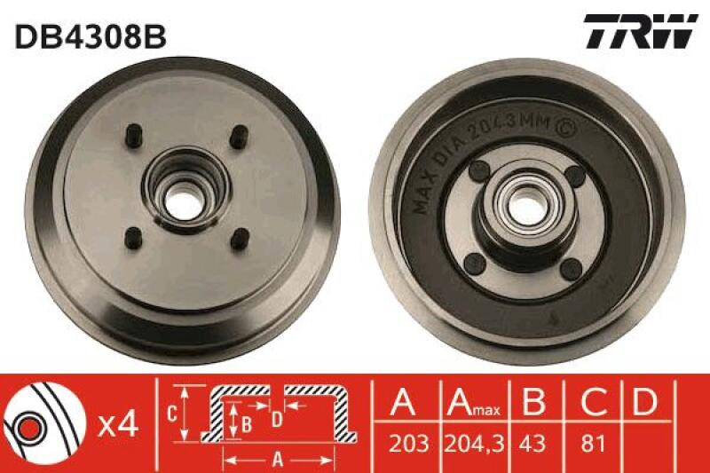 2x TRW Brake Drum