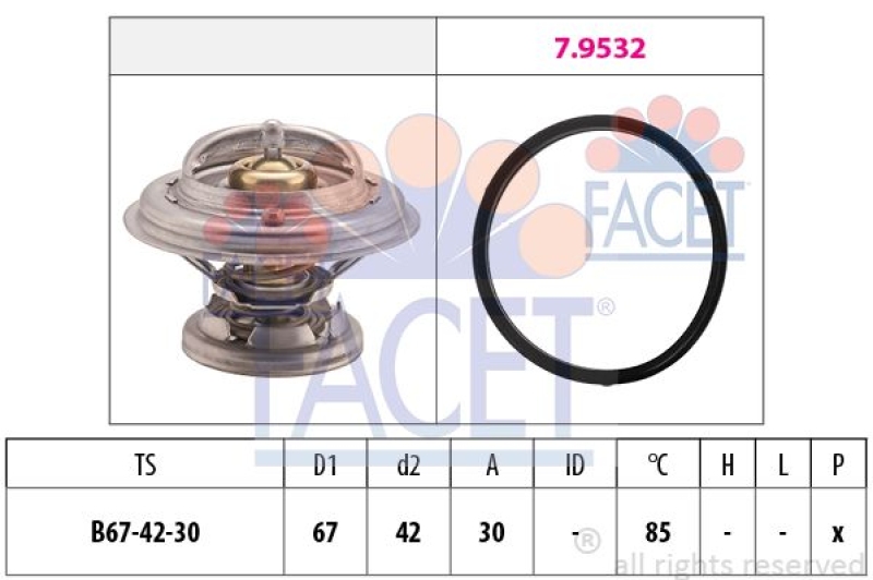 FACET Thermostat für Kühlmittel / Kühlerthermostat Made in Italy - OE Equivalent