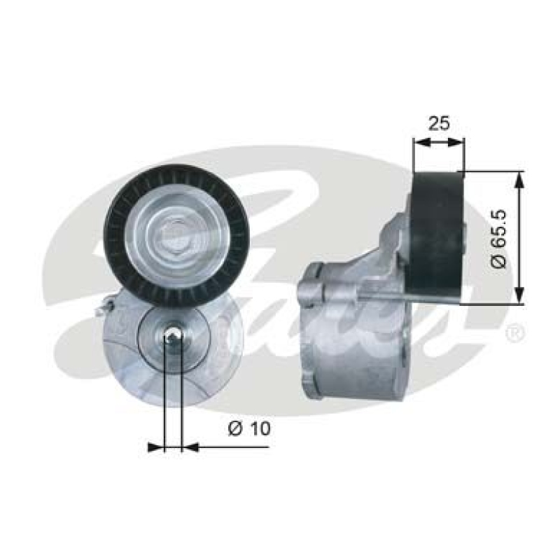 GATES Tensioner Pulley, V-ribbed belt DriveAlign®