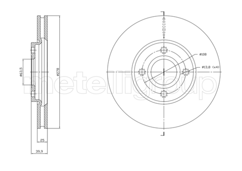 2x METELLI Bremsscheibe