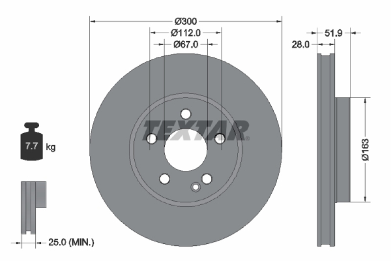 2x TEXTAR Brake Disc PRO