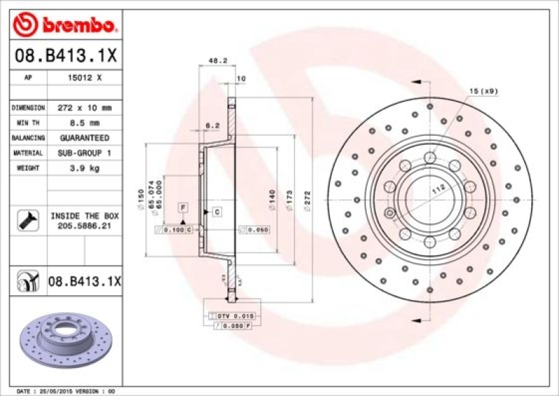 Brembo Sport Bremsscheiben Ø272mm + Beläge hinten passend für VW Golf 6 Audi A3