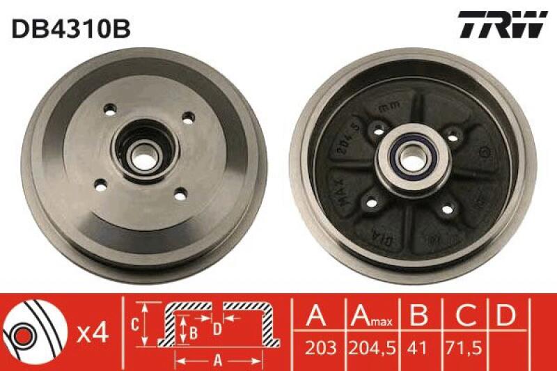 2x TRW Brake Drum