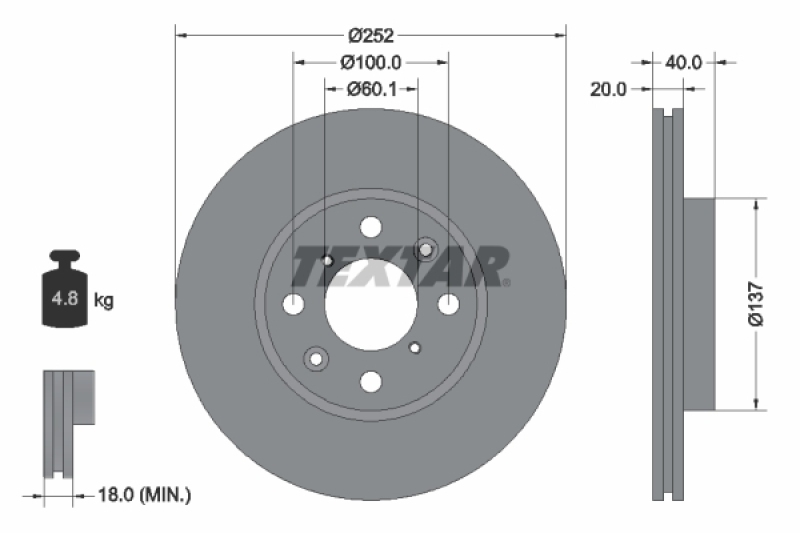 2x TEXTAR Bremsscheibe PRO