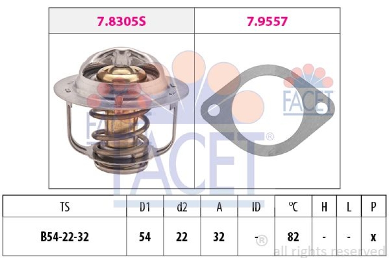 FACET Thermostat für Kühlmittel / Kühlerthermostat Made in Italy - OE Equivalent