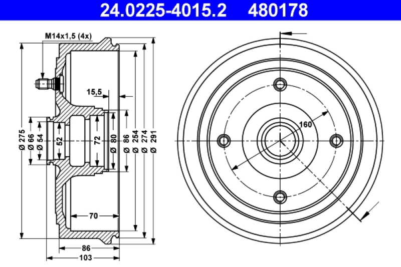 2x ATE Brake Drum