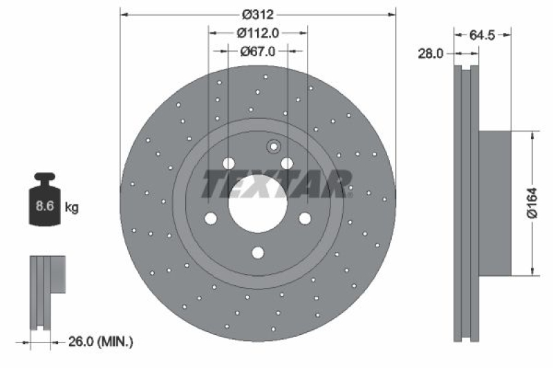 2x TEXTAR Brake Disc PRO+