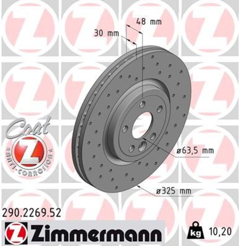 2x ZIMMERMANN Brake Disc SPORT BRAKE DISC COAT Z