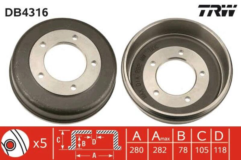 2x TRW Bremstrommel