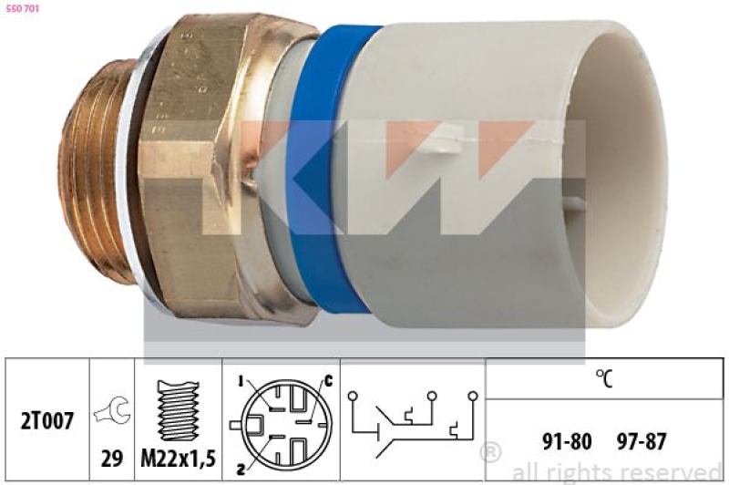 KW Temperaturschalter, Kühlerlüfter Made in Italy - OE Equivalent