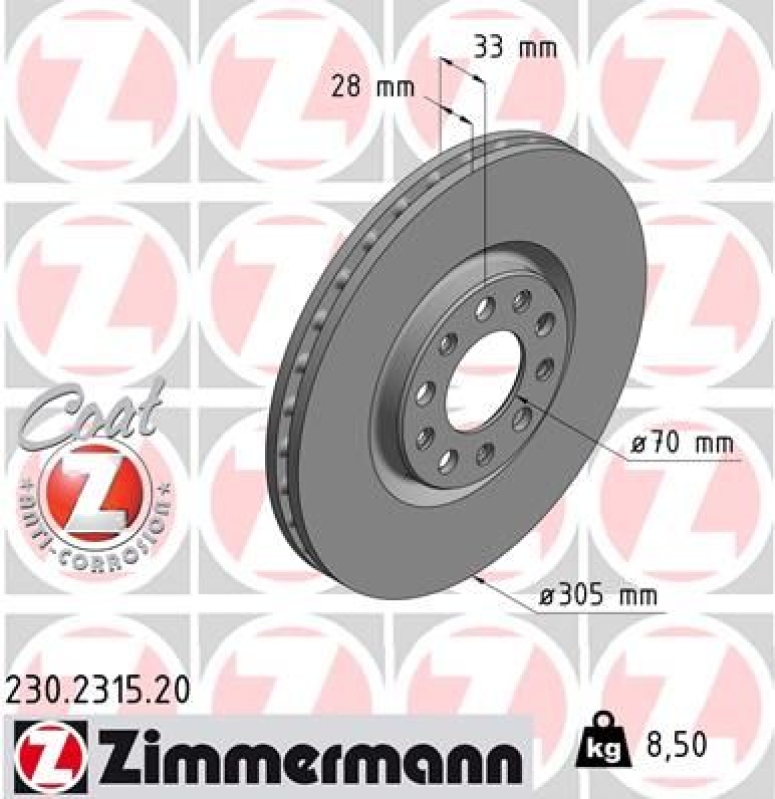 2x ZIMMERMANN Brake Disc COAT Z