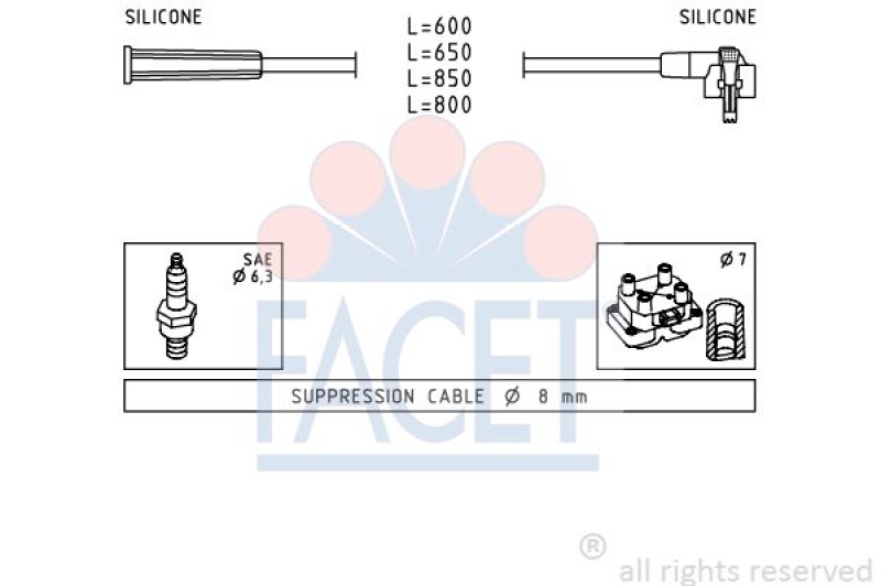 FACET Ignition Cable Kit Made in Italy - OE Equivalent