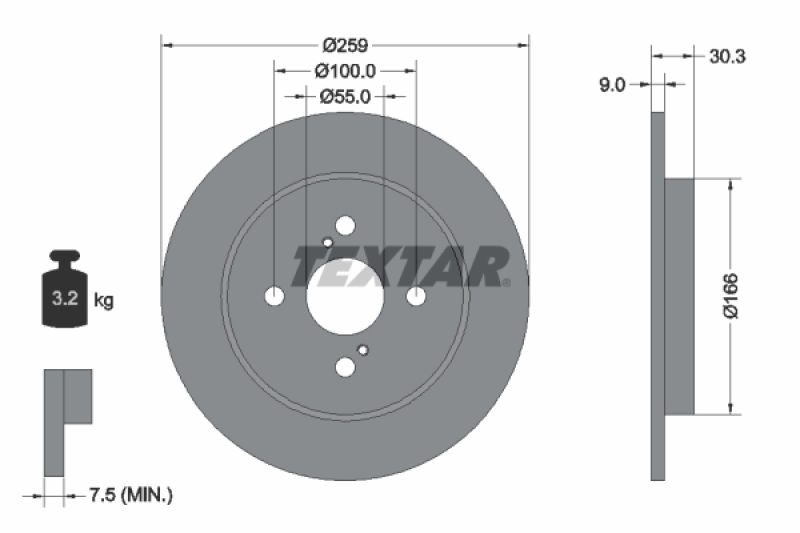 2x TEXTAR Bremsscheibe