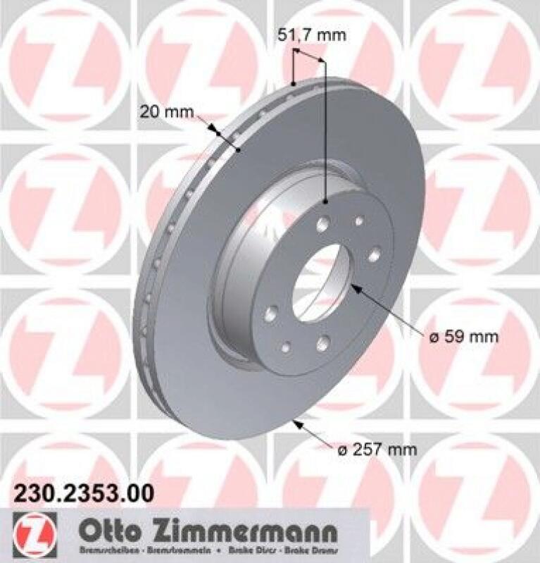 2x ZIMMERMANN Brake Disc