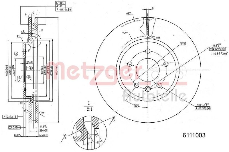 2x METZGER Brake Disc