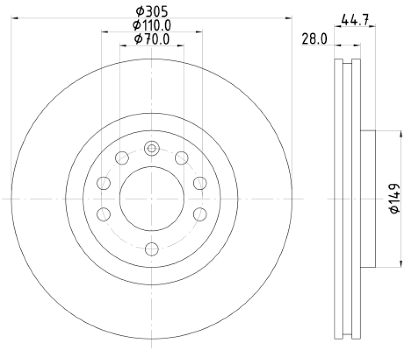 2x HELLA Brake Disc