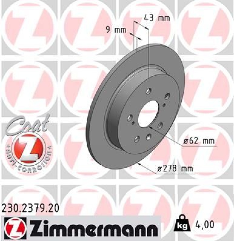 2x ZIMMERMANN Brake Disc COAT Z