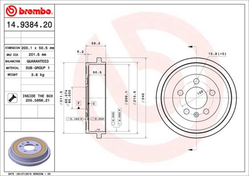 2x BREMBO Brake Drum ESSENTIAL LINE