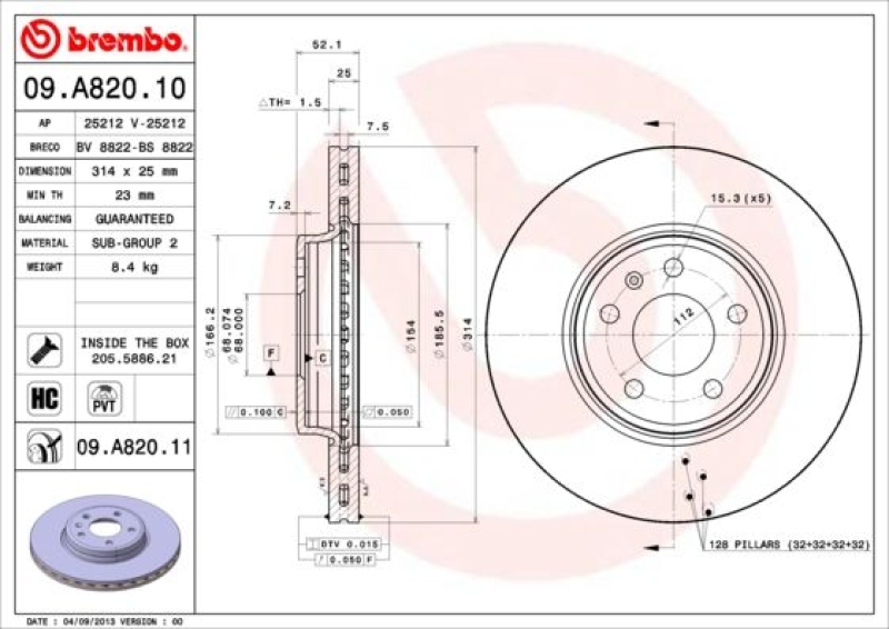 2x BREMBO Brake Disc COATED DISC LINE